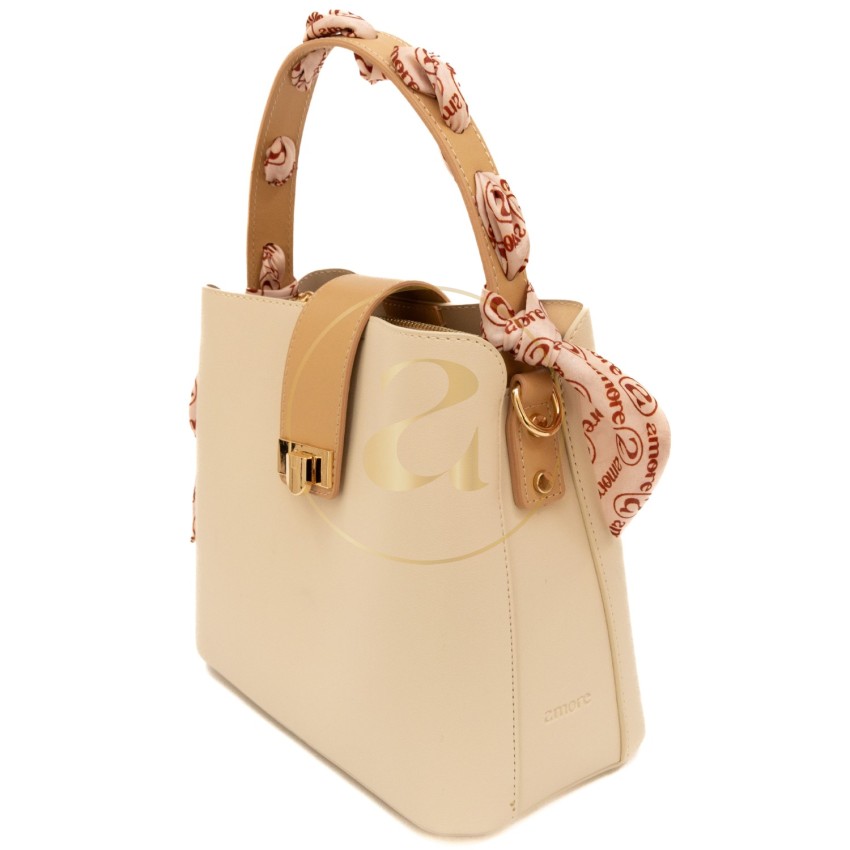 Класическа дамска чанта AMORE Isabella - Cream