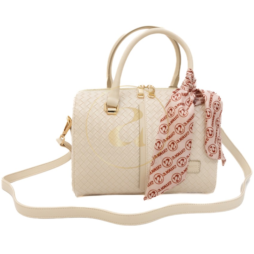Класическа дамска чанта AMORE Beatrice - Cream