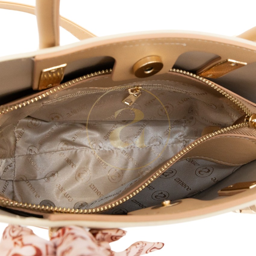 Класическа дамска чанта AMORE Eleonora - Cream