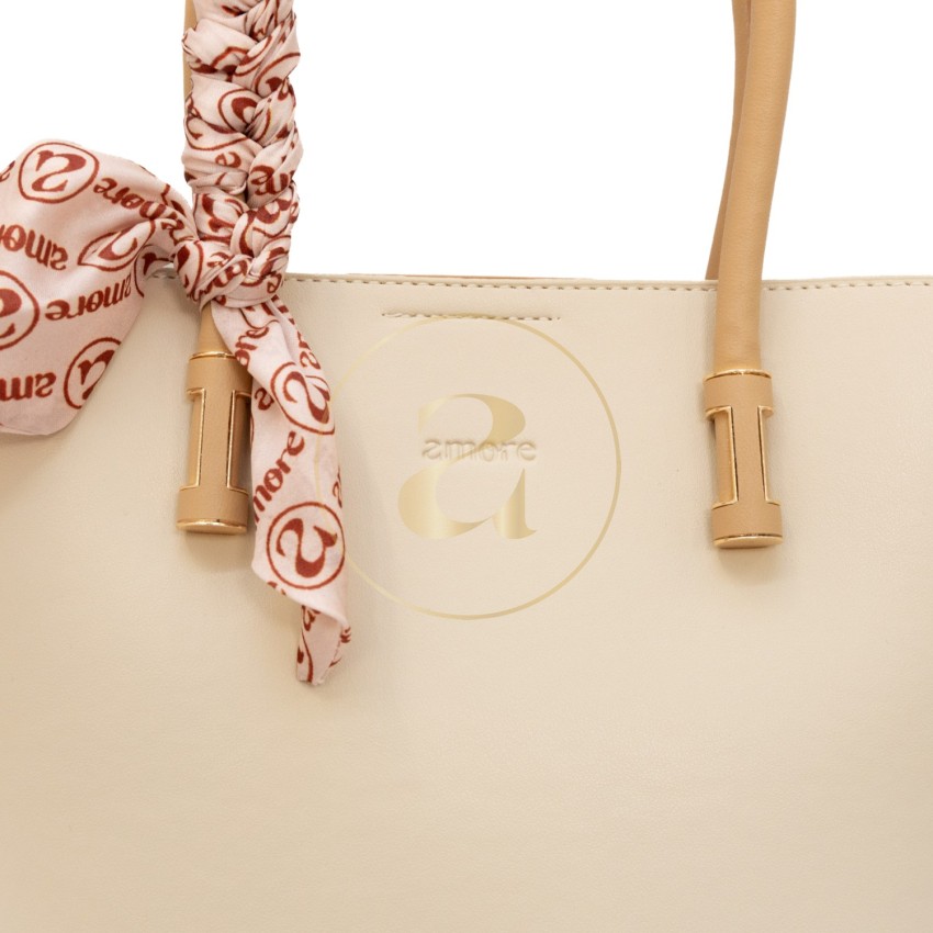 Класическа дамска чанта AMORE Eleonora - Cream