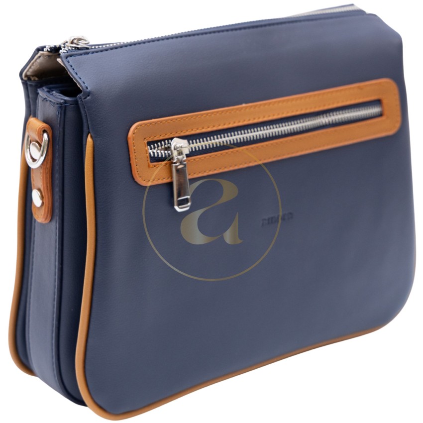 Ежедневна дамска чанта AMORE Ludovica - Blue & Tan