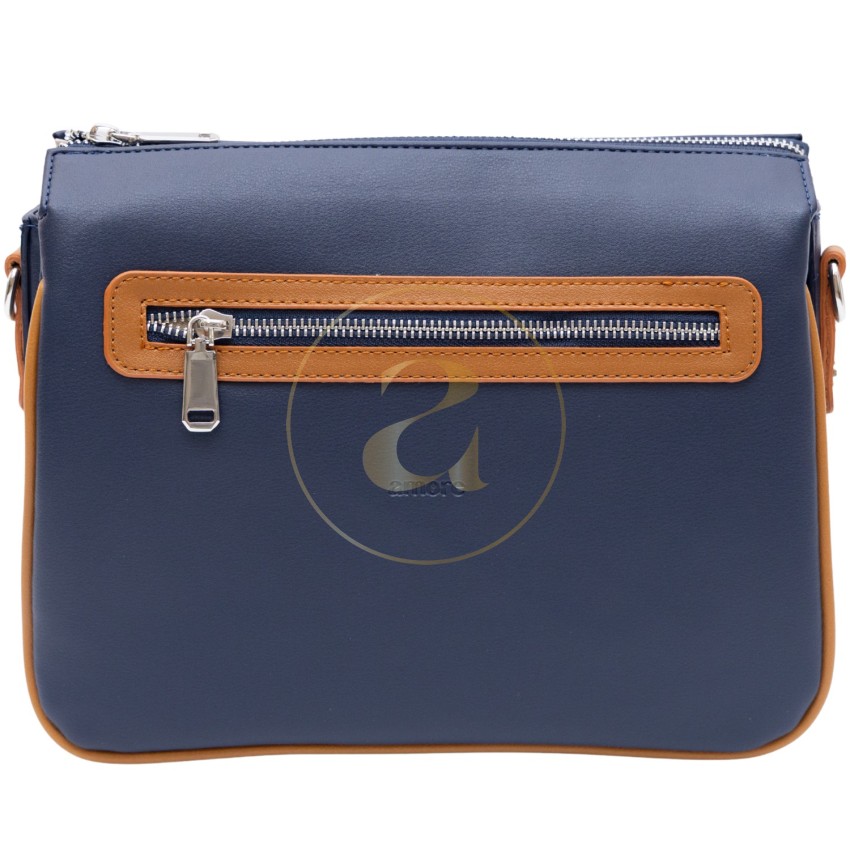 Ежедневна дамска чанта AMORE Ludovica - Blue & Tan