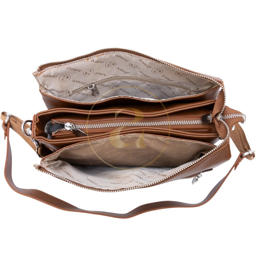 Ежедневна дамска чанта AMORE Ludovica - Tan & Dark Tan